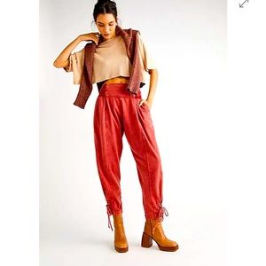Free people Billie pants in coral red FP one